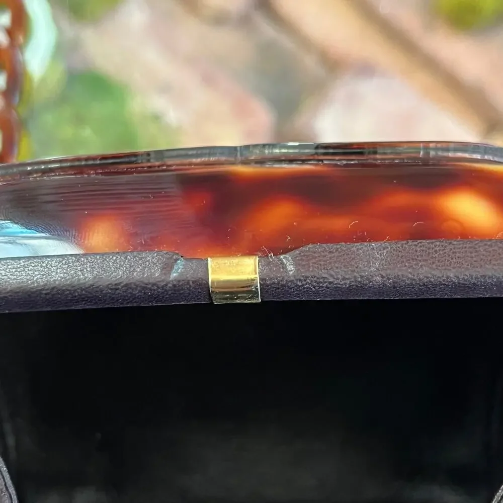 CHANEL Vintage Brown Tortoise Shell Interlocking CC Clutch Bag